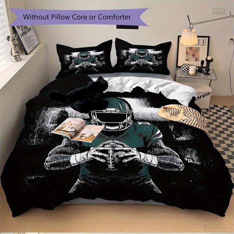 3pcs set Football Player 1 Quilt Cover + 2 Pillowcases, All Seasons Bedroom Setting, Perfect for Home and Dorm Decor a168