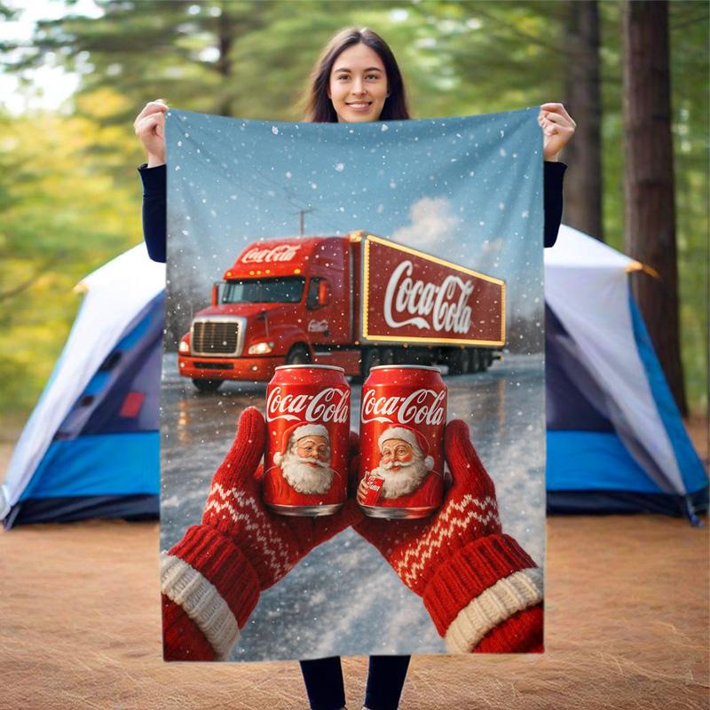 Christmas gift Halloween themed cola beverage Coca Cola blanket soft home furnishing nap decoration four seasons warm Sherpa blanket U6