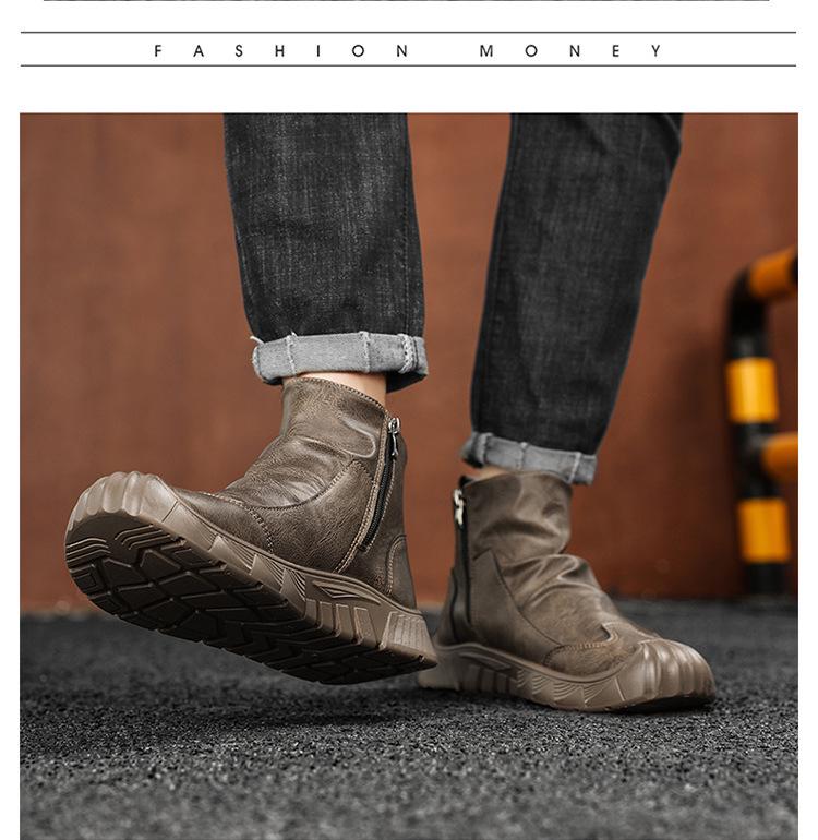 Men's Black Non-Slip Velvet Martin Boots - Wear-Resistant, Comfortable, and Stylish for Autumn/Winter