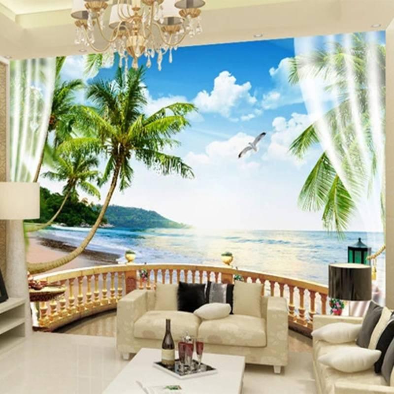 Обои 3D морской пейзаж балкон фрески Гостиная ТВ Столовая Водонепроницаемый домашний декор 3D наклейки на стену