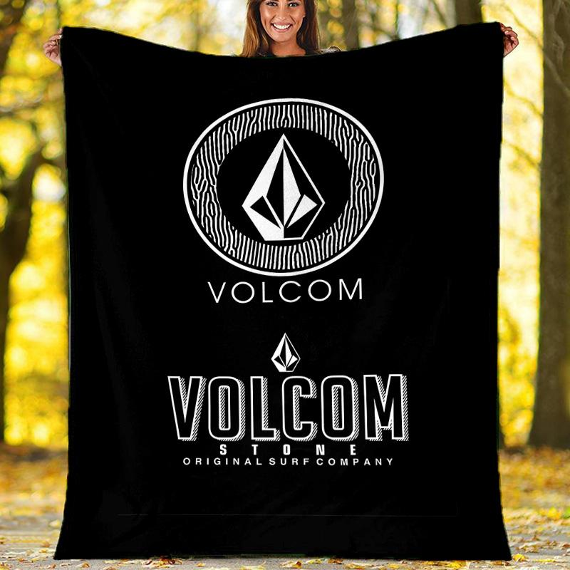 V-VOLCOM LOGO printed throw blanket—lightweight,soft,warm;versatile blanket for all seasons—perfect as &air-conditioning throw,nap blanket