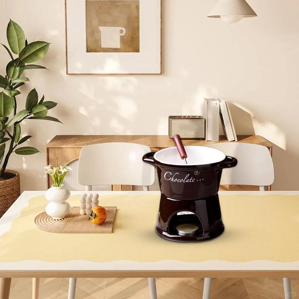 Кружка для Шоколадного Фондю, Чашка для Растапливания Шоколада с Чайной Свечой и Вилками, Набор Горшочков для Растапливания Масла, Чашка для Растапливания Сыра, Кружка-Подогреватель