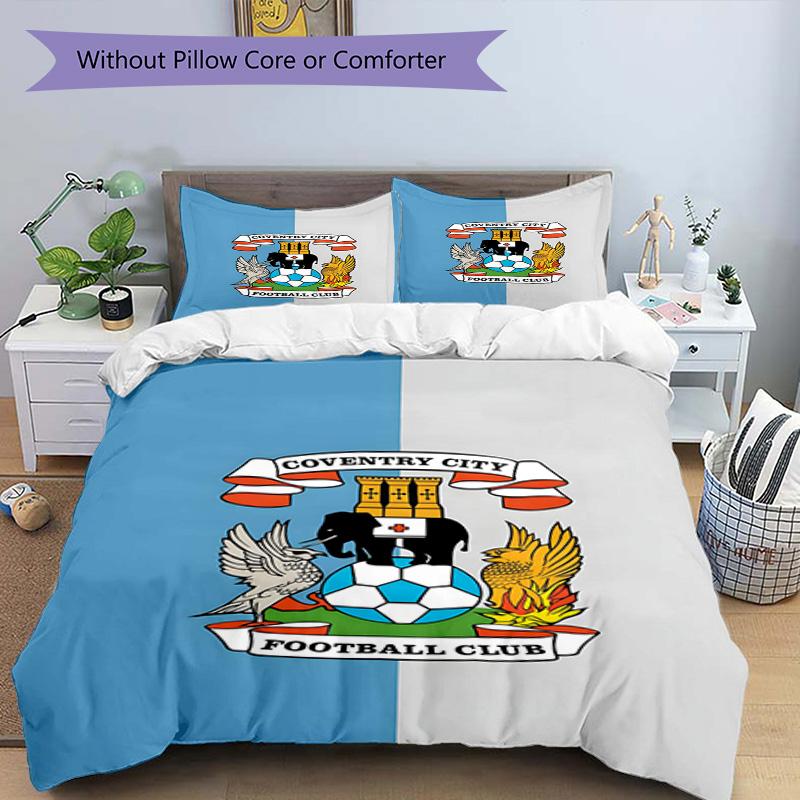 Coven-try Football Club Crest Printed Pattern Duvet Cover Set – includes 1 duvet cover and 2 matching pillowcases Bedroom decor Christmas gifts
