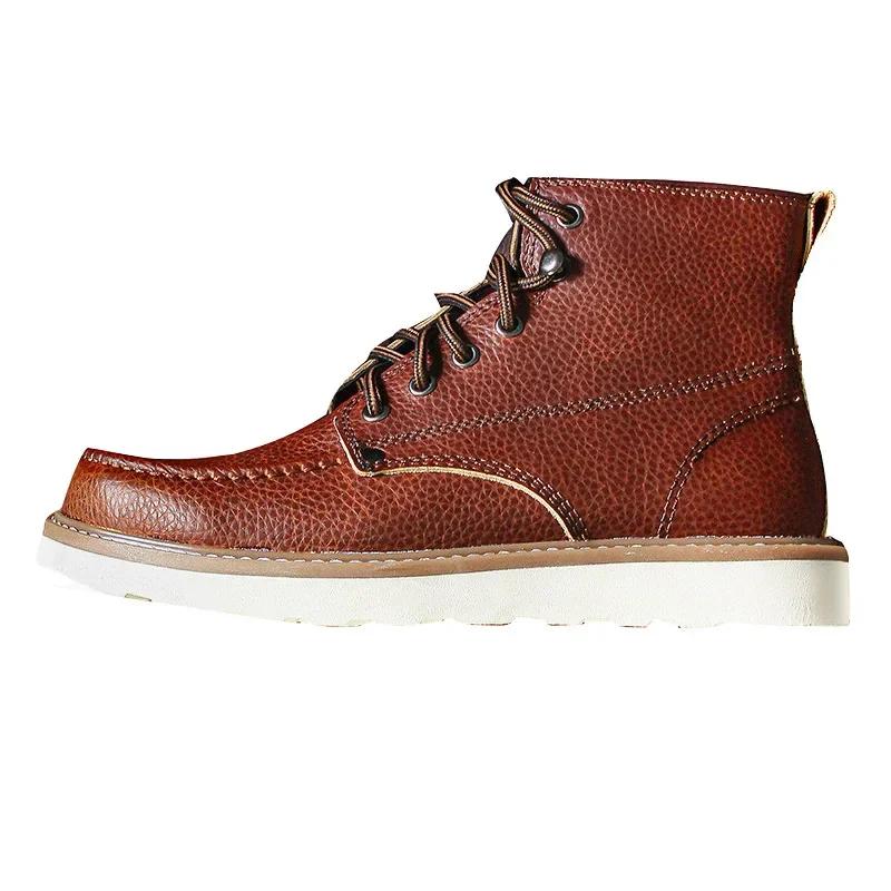 2024 New Winter Boot Cowhide 2024 Lace Up Leather Autumn Shoes Men 2024 Retro British Outdoor Round Head Flat Heel Work Boots
