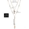 Cross Necklace Multilayer Geometric Pendant With Rhinestones For Women