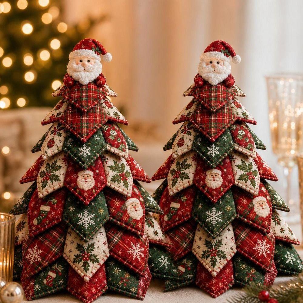 Beginner‑Friendly Fabric Patchwork Xmas Tree 3D Tabletop Christmas Sewing Kit for Adults
