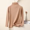 Women's Nano Fleece High Neck Ruffle Long Sleeve Warm T-shirt