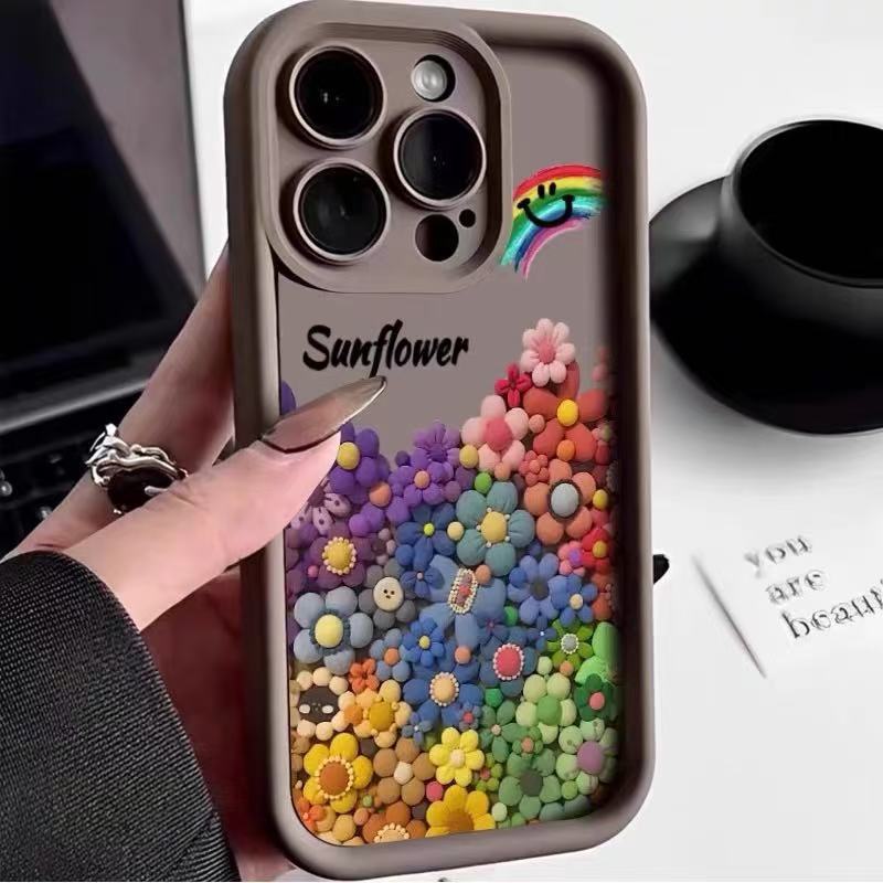 Европейский и американский цветной подсолнух для чехла мобильного телефона iphone17pro apple 15/14/13 promax новый 16e