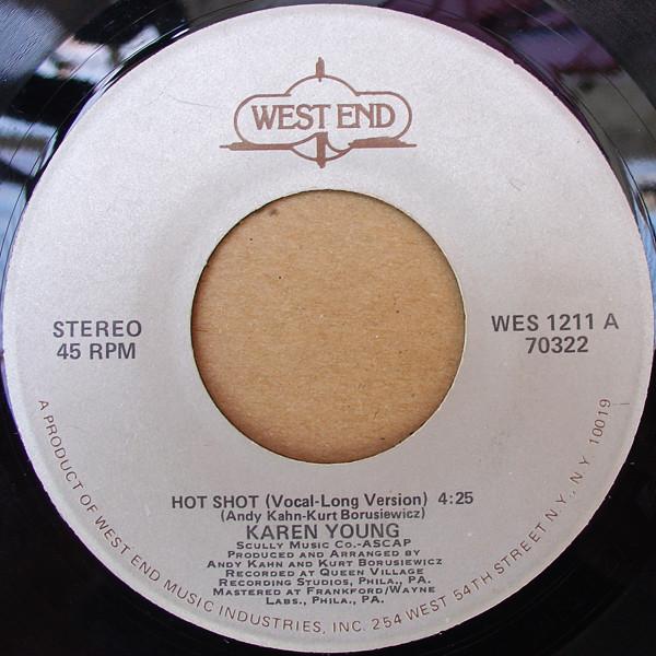 7-дюймовая пластинка KAREN YOUNG - Hot Shot WES1211 West End Record 1978 США Танцевальная и Электронная Б/У
