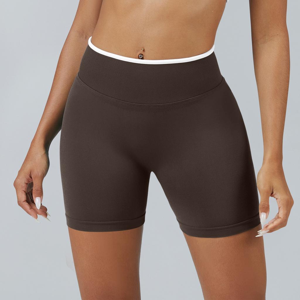 Women's Casual Hip-lifting Seamless Color Block Yoga Fitted Sports Shorts
