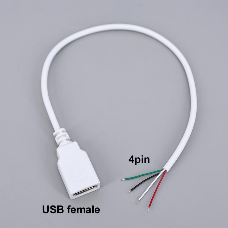 5V 2-контактный 4-контактный USB 2.0 female Кабель питания Провод Разъем Зарядка Удлинитель Разъем белый 0.3м 1м для компьютерных аксессуаров