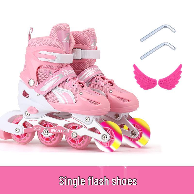 Регулируемый набор роликовых коньков с мигающими колесами для детей-начинающих