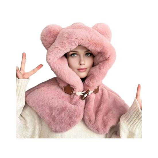 Женская шапка вязаная ветрозащитная теплая эластичная однотонная термо-зимняя шапка для походов