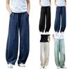 Женские шаровары из хлопка и конопли, литературные свободные повседневные брюки с эластичными штанинами, длинные брюки