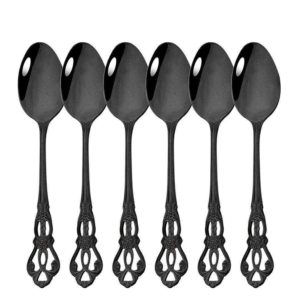 Royal Cutlery Silver Stainless Steel Sets Vintage Spoons Colorful Dinnerware Forks Kitchen Tableware Dinner Western Silverware