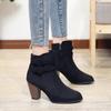 35-43 Large Size Autumn and Winter New Frosted Martin Boots Women's Belt Buckle Coarse Heel Boots