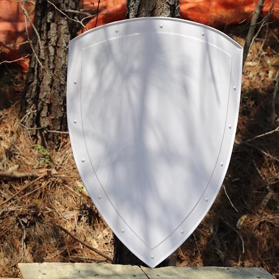14th Century Heater Shield - Functional 18 Gauge Steel Medieval Historical Replica Blank Shield Knight Costume Prop Accessory