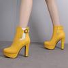 Бренд Женские Ботильоны Круглый Носок Блочный Каблук 12см Платформа 2.5см Большой Размер 48 49 50 Сексуальные Вечерние Ботильоны