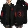 Harajuku Anime Berserk Guts Zipper Hoodies Long Sleeve Zip Up Coat Sweatshirts Oversized Pullover Manga Jackets Puck Clothes