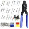 Connector Pin Crimp Terminal Kit Electrical1/1.5/1.8/2.2/2.8/3.5mm Motorcycle ATV Non-Insulated Plug Male & Female Crimp Kit Open Barrel Crimping Tool