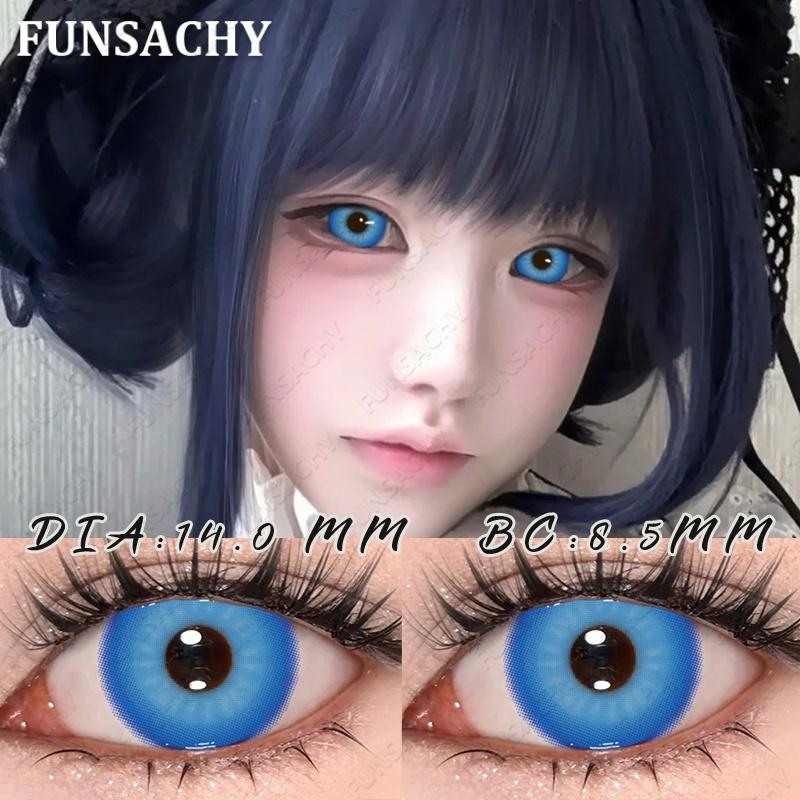 FUNSACHY 1 пара черных Хэллоуинских контактных линз для косплея, слепые белые контактные линзы, вампир, аниме, косплей, мягкие линзы, для ежегодного использования