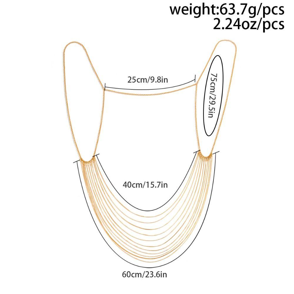 Многослойное ожерелье с кисточками, металлическая цепочка для тела, золото, женские украшения для тела, цепочка для груди для бикини, женская
