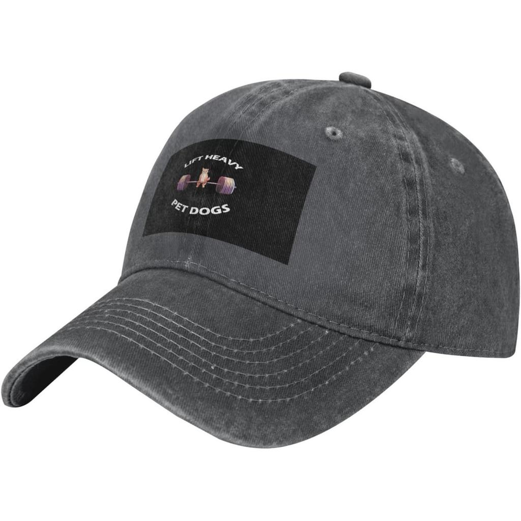 Lift Heavy Pet Dogs Washed Baseball Cap Low Profile Breathable Cotton Dad Hat Unisex