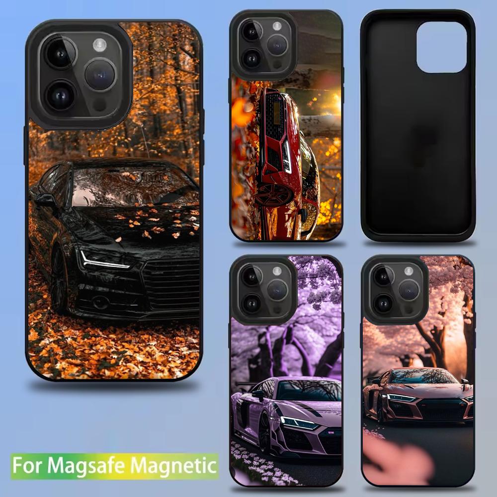 A-Audis R-S car Phone Case For IPhone 16 15 14 13 12 11 Pro Mini Max Soft Magnetic Cover
