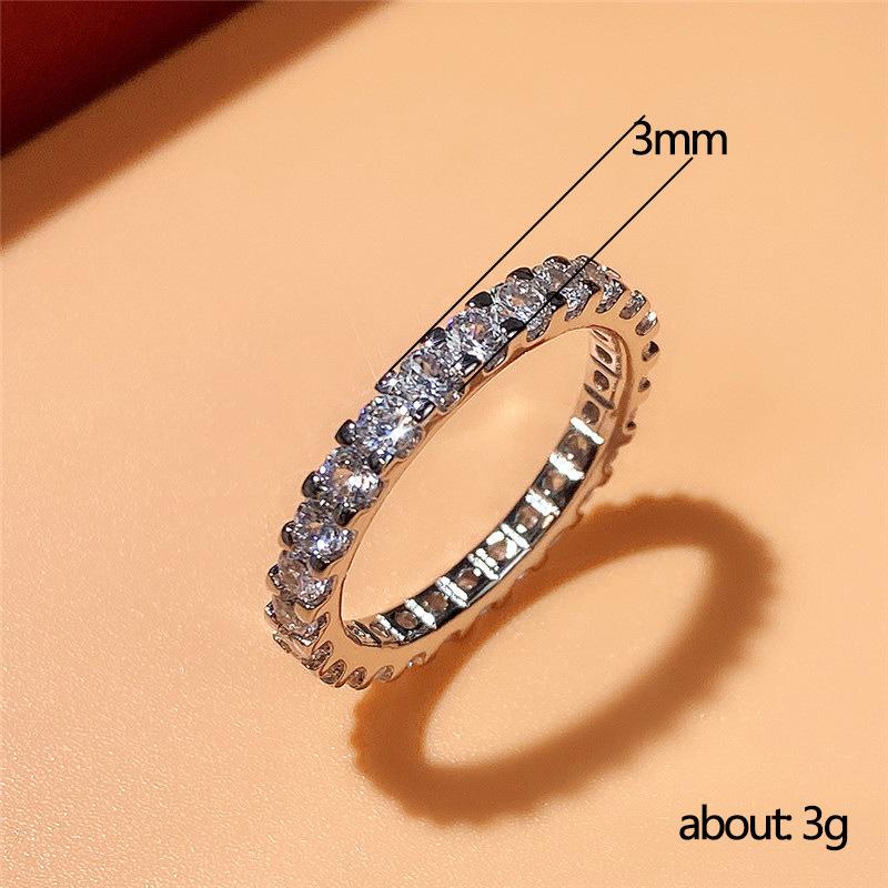 Geometric plain ring with zircon inlay design, versatile and sophisticated niche index finger ring