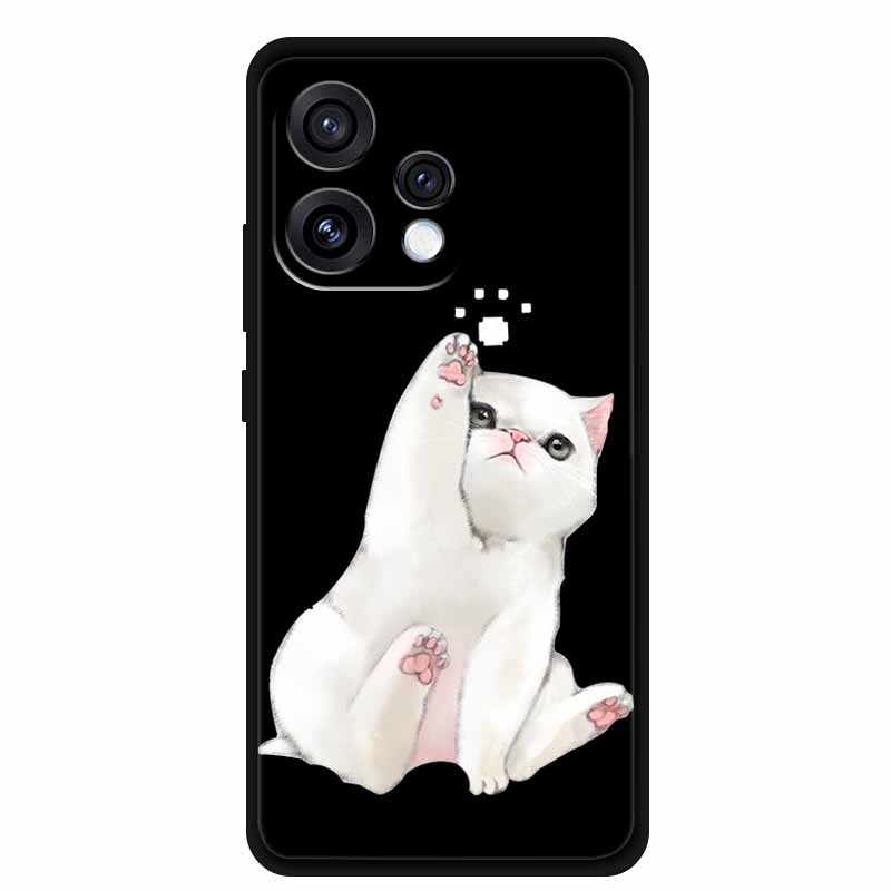 Чехол для Oppo Reno15 5G Цветочный Черный Силиконовый Мягкий Защитный Задний Чехол для Oppo Reno 15C 2025 Чехол для Телефона Coque Мультяшные Ракушки