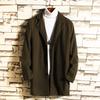 Men's Trench Coat Lapel Long Sleeve Solid Color Single Breasted Coat Men's British Style Mid Length Coat