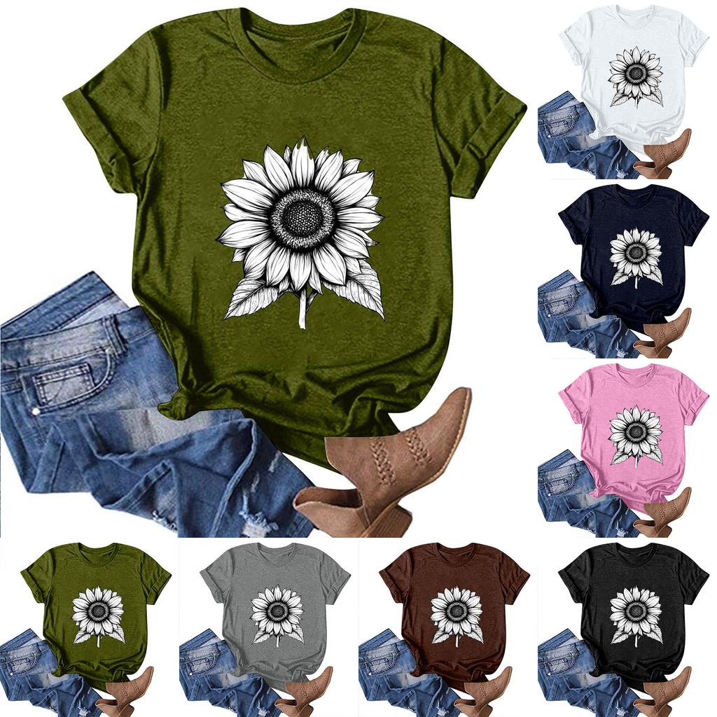 Женская модная повседневная футболка с круглым вырезом и принтом, пуловер с короткими рукавами, топ