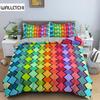 Комплект постельного белья с геометрическим принтом, разноцветный полосатый пододеяльник для детей, детское одеяло, 2/3 шт., микрофибра, домашний текстиль