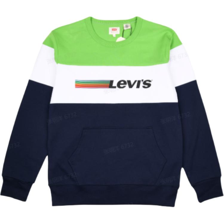 Levis Толстовка мужская модная повседневная с логотипом в стиле колор-блок, с длинным рукавом, зеленая 85581-0000