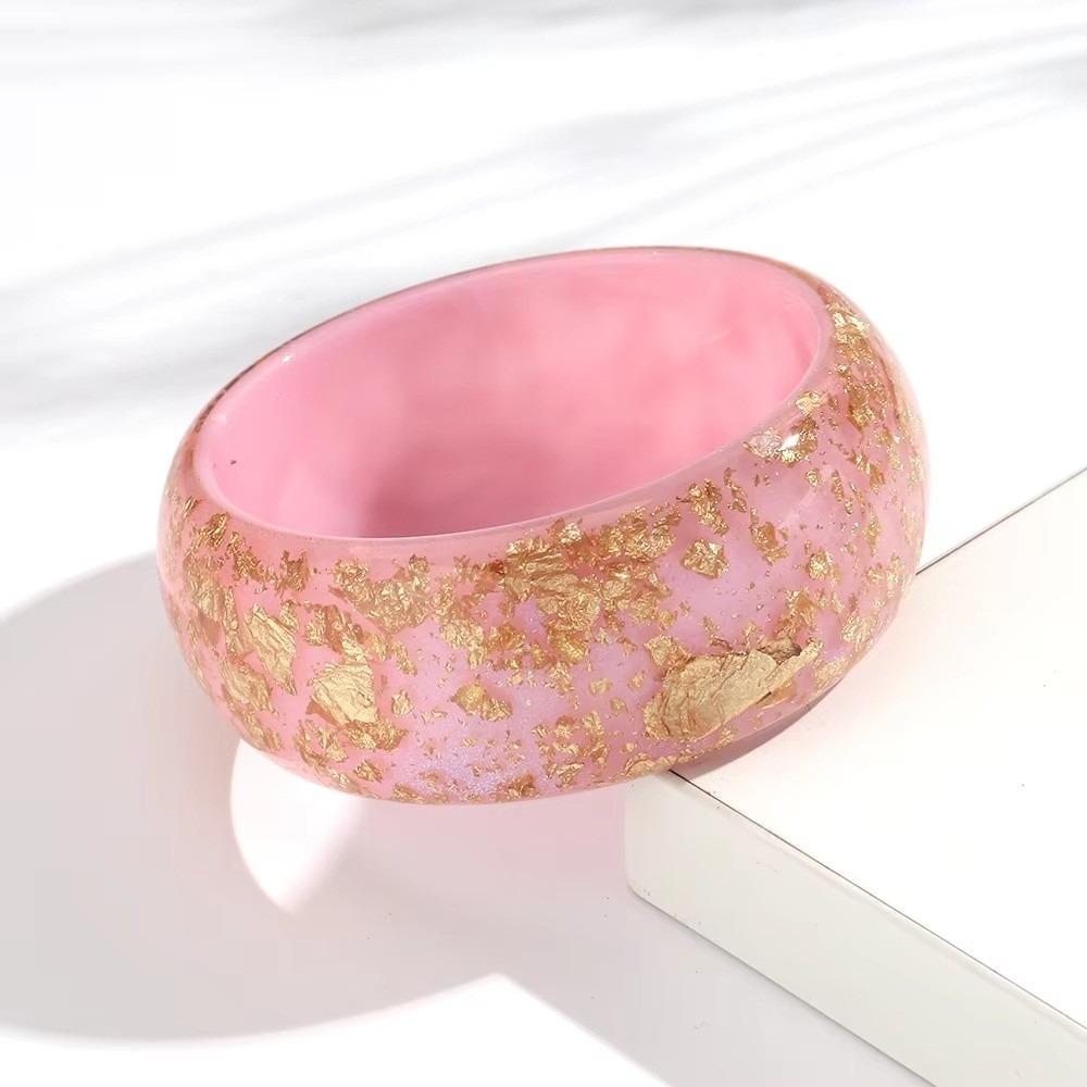 Gold Foil Round Bangles Glitter Resin Bangles Trendy Wide Bangles for Women
