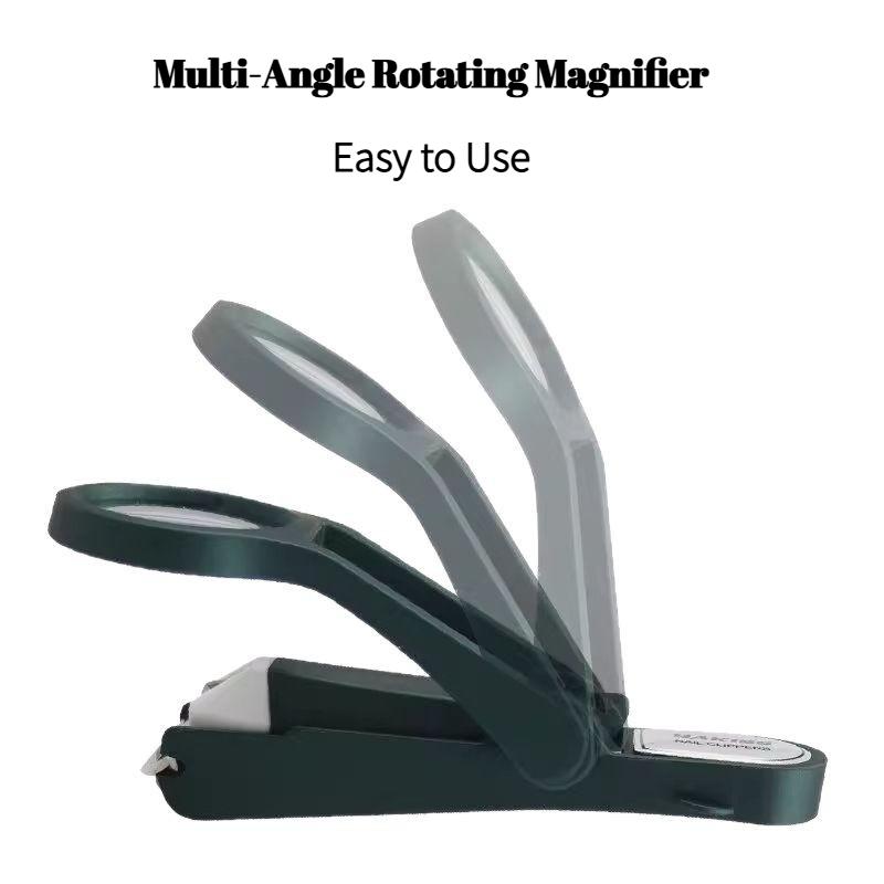 Professional Nail Clippers with Magnifying Glass - Multi-Angle Rotating  for Easy Use, Perfect for Visually Impaired Seniors