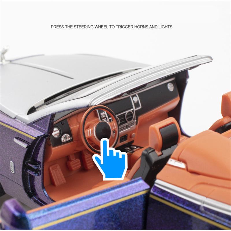 Новый 1:24 Rolls Royces Dawn Alloy Luxy Car Model Diecasts Metal Toy Vehicles Car Model Simulation Sound and Light Детские игрушки Подарок