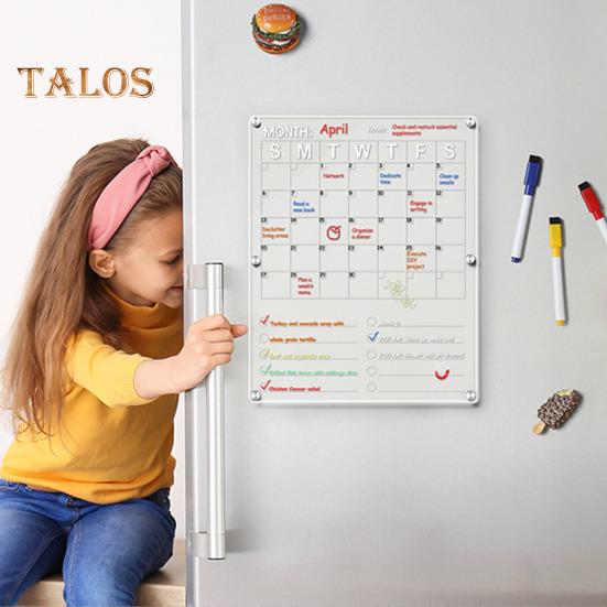 Acrylic Fridge Calendar Clear Monthly Planner White Board for Refrigerator Dry Erase Board Calendar with 8 Markers for Businees Meetings Grocery List