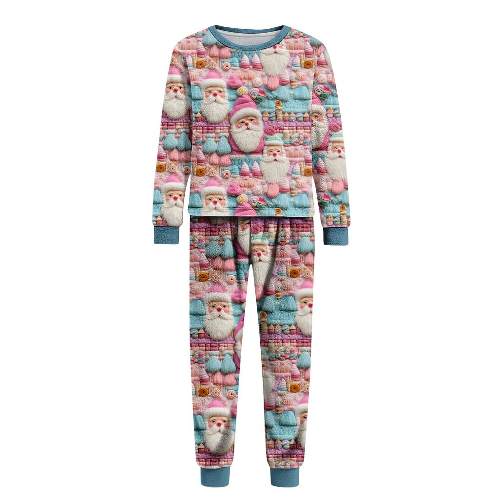 Matching Family Christmas Print Flannel Homewear Set Long-Sleeve Top And Pants
