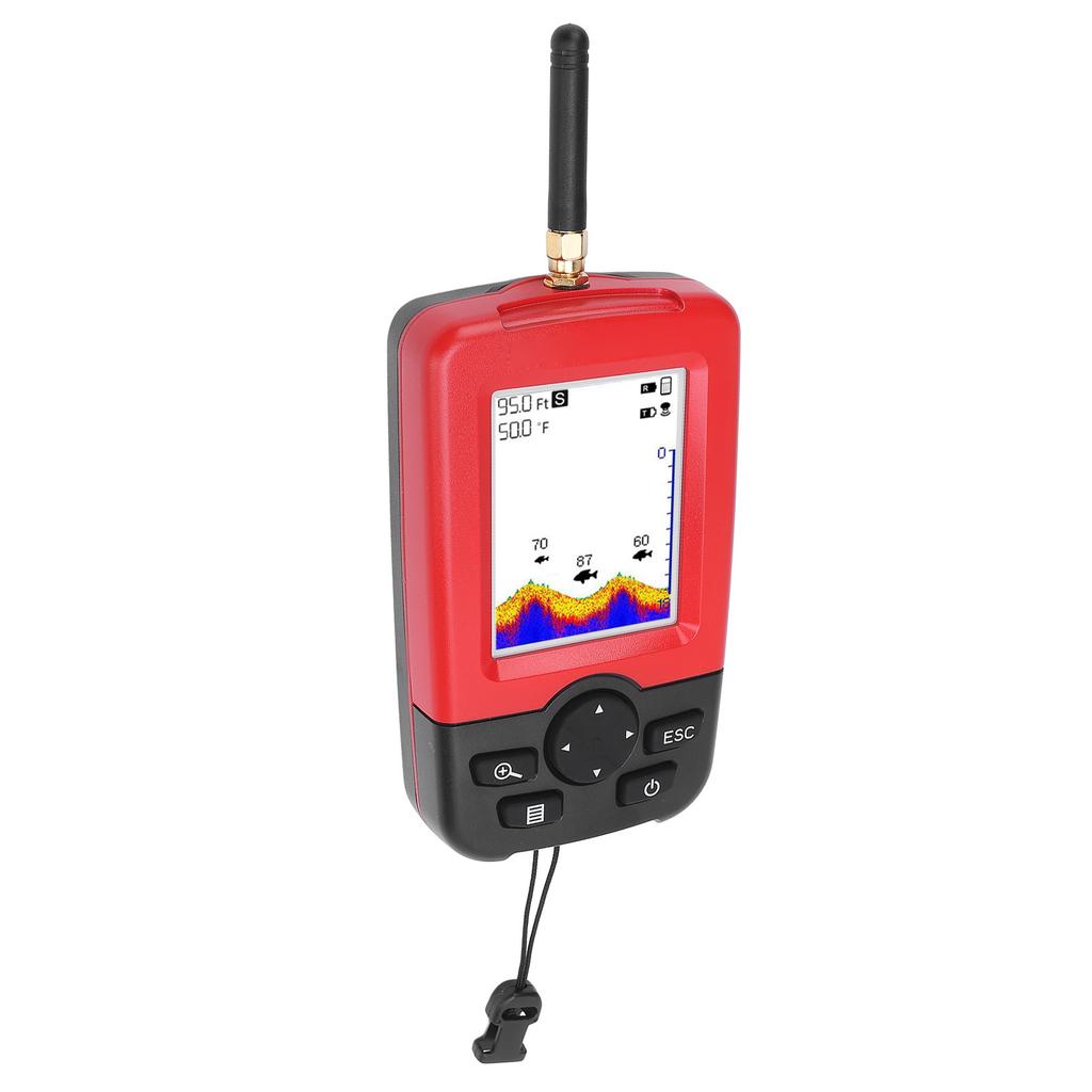 Беспроводной эхолот для поиска рыб, цветной экран 2,8 дюйма, диапазон глубины от 2 до 148 футов, угол луча 90 градусов, водонепроницаемый