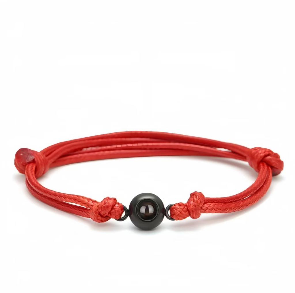 Men's Handmade Woven Bracelet: 100-Language Projection, High-End Custom Couple Accessory.