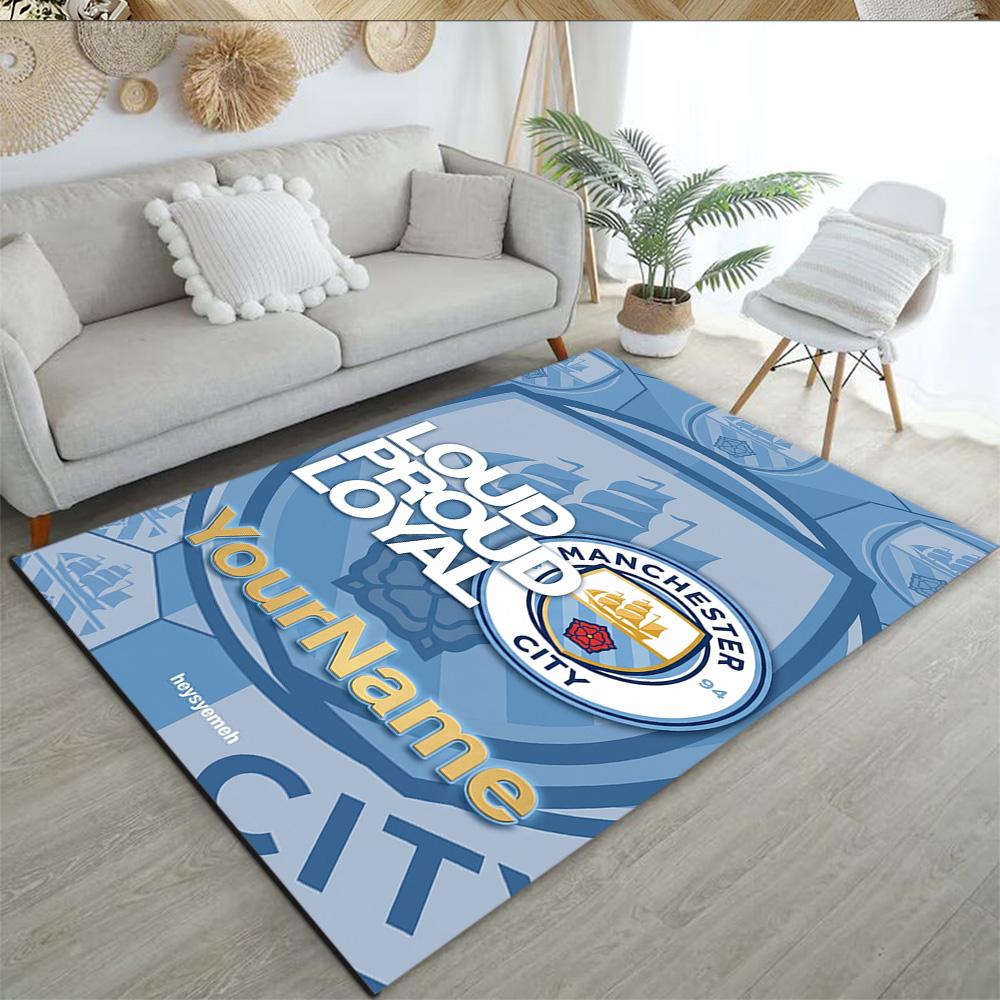 Manchester City Customizable Name Floor Rug Office Rug Perfect for Dining Room Dormitory Living Rooms Entryway Anti-slip Rug Decorate Offices