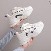 CRLAYDK Designer Chunky Sneakers for Women Platform Leather Lace Up Sport Dad White Shoes Wedge Casual Lady Walking Tennis