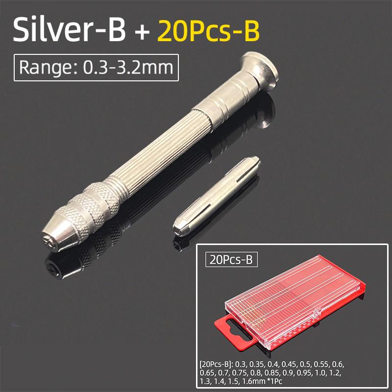 Мини-микро-алюминиевая двойная ручная дрель 0,3-3,2 мм, бесключевой патрон, ручные вращающиеся инструменты, ювелирные изделия, часы, сверление + спиральные сверла