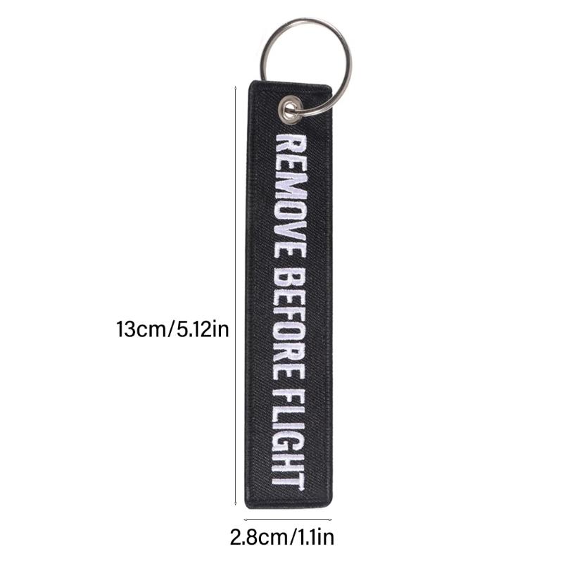 Remove Before Flights Key Chain Luggages Label Polyester Embroidery Chain Keychain For Aviations Gifts