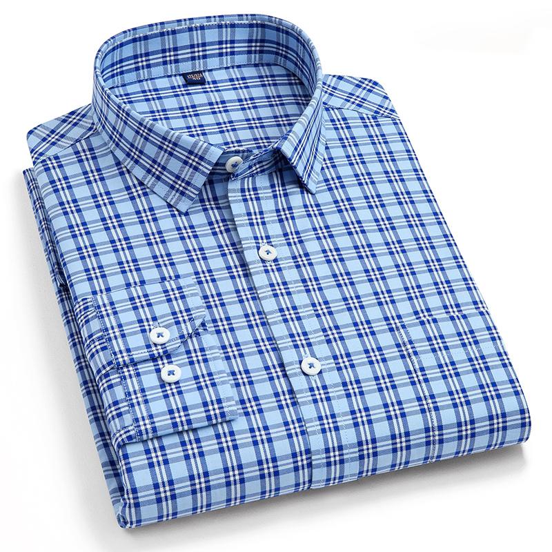 Pure Cotton Business Men Checked Shirts Leisure Long Sleeve Autumn Spring Sinwoyan