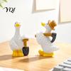 Resin Crafts for Flowerpots Mini Garden Duck Figurine, Cute Farm Dolls, Small Desktop Home Office Decor Car Dashboard Figurines, Micro Landscape