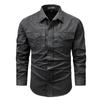 Trendy New Size Denim No-iron Shirt Men's Casual Solid Color No-iron Men's Long-sleeved Men's Clothing