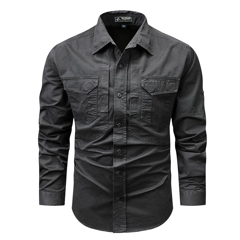 Trendy New Size Denim No-iron Shirt Men's Casual Solid Color No-iron Men's Long-sleeved Men's Clothing