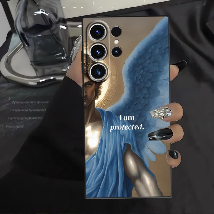 Чехол для Samsung Galaxy S21 FE S20 S9 S10 S24 Plus Note 8 9 10 20 Ultra S23 Ultra S25 Edge Черный Мягкий Чехол для Телефона Ангельское Искусство